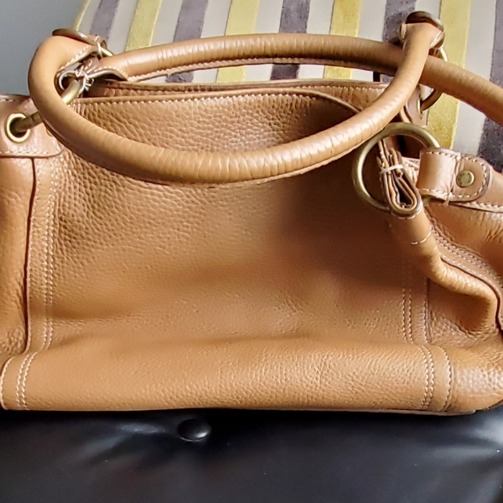 Fossil light brown/camel leather tote Med.